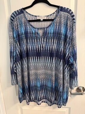 Southern Lady Blue & Navy Zigzag Print Tunic